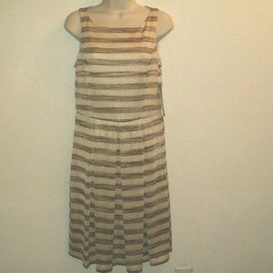 New Muse Dress Sz 8 Gold/Multi Stripes Sleeveless